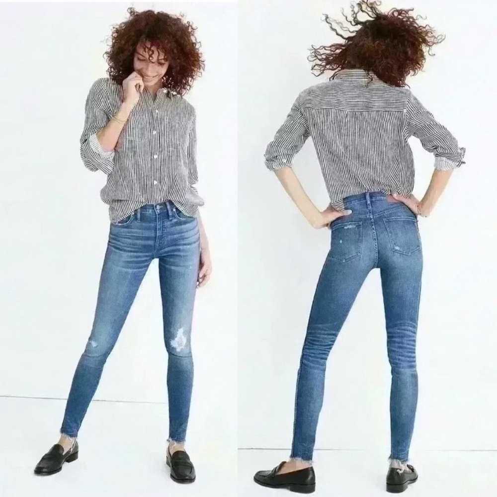 MADEWELL 9" High-Rise Skinny Jeans in Allegra Wash Rip & Repair Edition Sz. 27 T